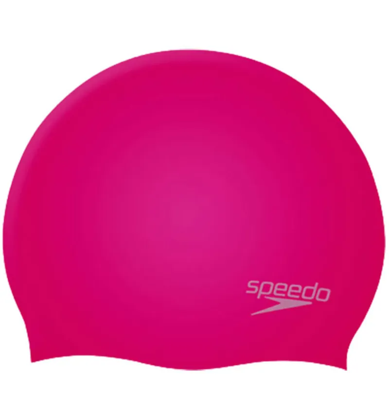 Speedo Junior Plain Moulded Silicone Cap Pink
